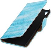 Turquoise Mini Slang booktype wallet cover - telefoonhoesje - smartphone hoesje - beschermhoes - book case - hoesje voor Sony Xperia XA