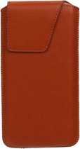 BestCases.nl Huawei Ascend P6 - Pochette / insert en cuir universel Modèle 1 - Marron Medium