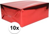 10x Cadeaupapier rood metallic - 400 x 50 cm - kadopapier / inpakpapier