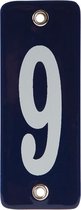 Emaille koppelbaar huisnummer blauw nr. 9