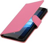 Roze Effen booktype cover hoesje voor Microsoft Lumia 650