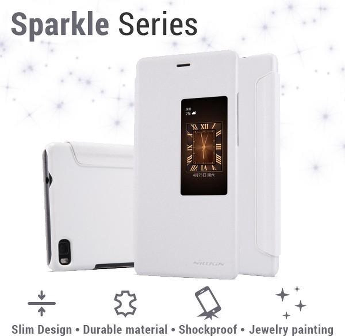 Nillkin Leather Case Huawei P8 - Sparkle Series - White