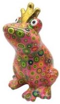 Spaarpot kikker met kroontje roze 22 cm
