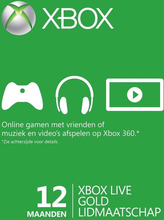 Wegrijden Hysterisch achterzijde Microsoft Xbox Live Gold Abonnement 12 maanden - Xbox 360 + Xbox One | bol