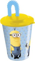 Minions™ beker met rietje - Schoolbeker - 450 ml