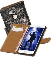 Lace Bookstyle Wallet Case Hoesjes voor Huawei Honor 6 A Zwart