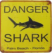 Signs-USA Shark - Retro Wandbord - Metaal - 33x33 cm
