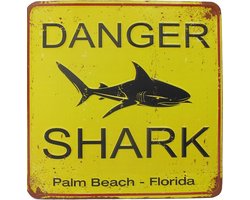 Signs-USA Shark - Retro Wandbord - Metaal - 33x33 cm
