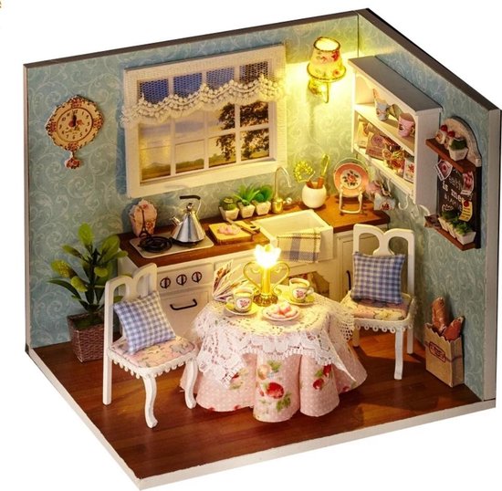 zwemmen Vierde dubbele Poppenhuis DIY Maken Miniatuur Hobby Bouw Pakket Dollhouse Meubels - "Happy  Kitchen"... | bol.com