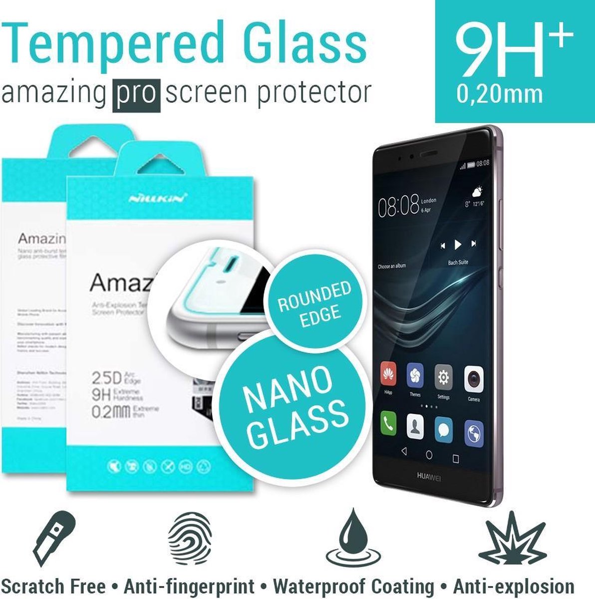 Nillkin Amazing H+ PRO Tempered Glass Protector Huawei P9 Lite - Rounded Edge