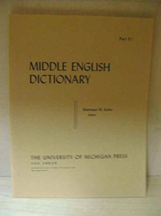 Middle English Dictionary Middle English Dictionary 9780472011612