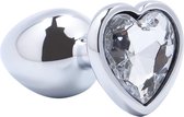 Banoch - Buttplug Coeur Transparent Medium -Metaal - Hartje - Diamant Steen