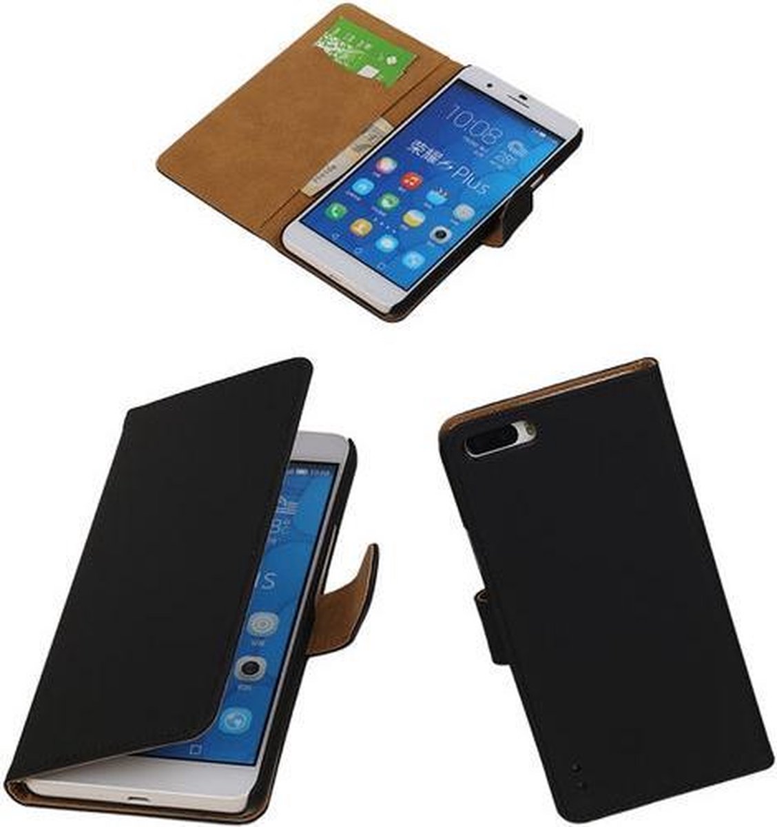 Zwart Honor 6 Plus Book/Wallet Case/Cover Hoesje