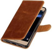 Zakelijke Book Case Telefoonhoesje Geschikt voor de Huawei Honor V8 - Portemonnee Hoesje - Pasjeshouder Wallet Case - Bruin