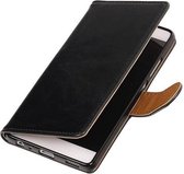 Pull Up TPU PU Leder Bookstyle Wallet Case Hoesjes voor Huawei P9 Plus Zwart