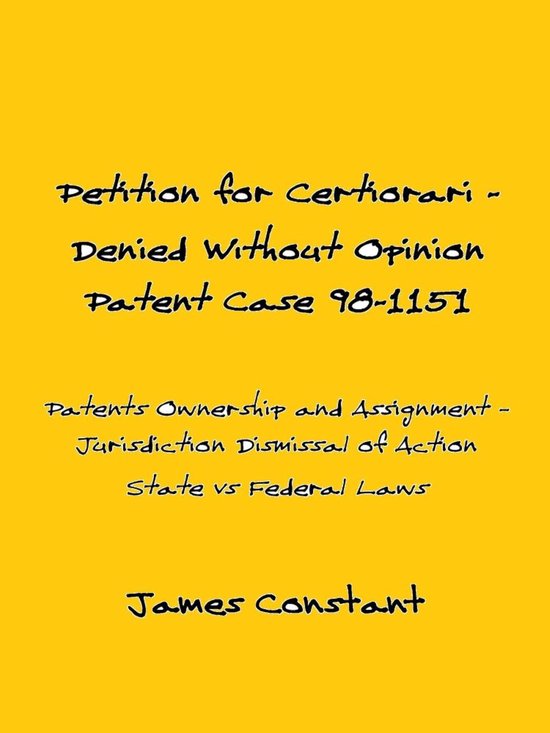 Patent Cases - Petition for Certiorari Denied Without Opinio ... - cover