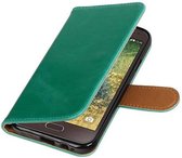 Zakelijke Book Case Telefoonhoesje Geschikt voor de Samsung Galaxy E5 - Portemonnee Hoesje - Pasjeshouder Wallet Case - Groen
