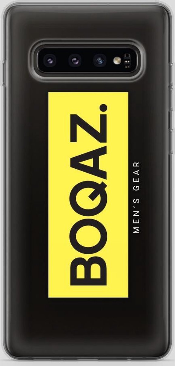 BOQAZ. Samsung Galaxy S10 Plus hoesje - Labelized Collection - Yellow print BOQAZ