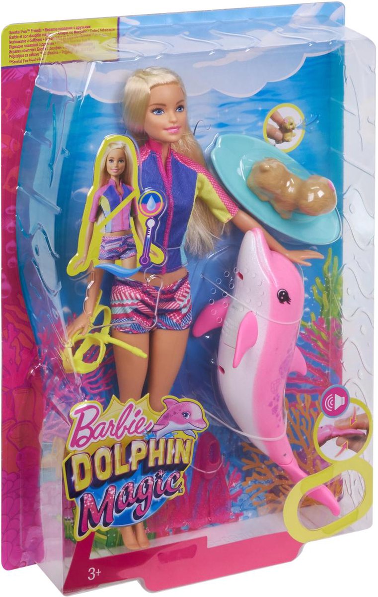 dauw kip Versterken Barbie Magische Dolfijn Snorkelplezier Vrienden - Barbiepop | bol.com