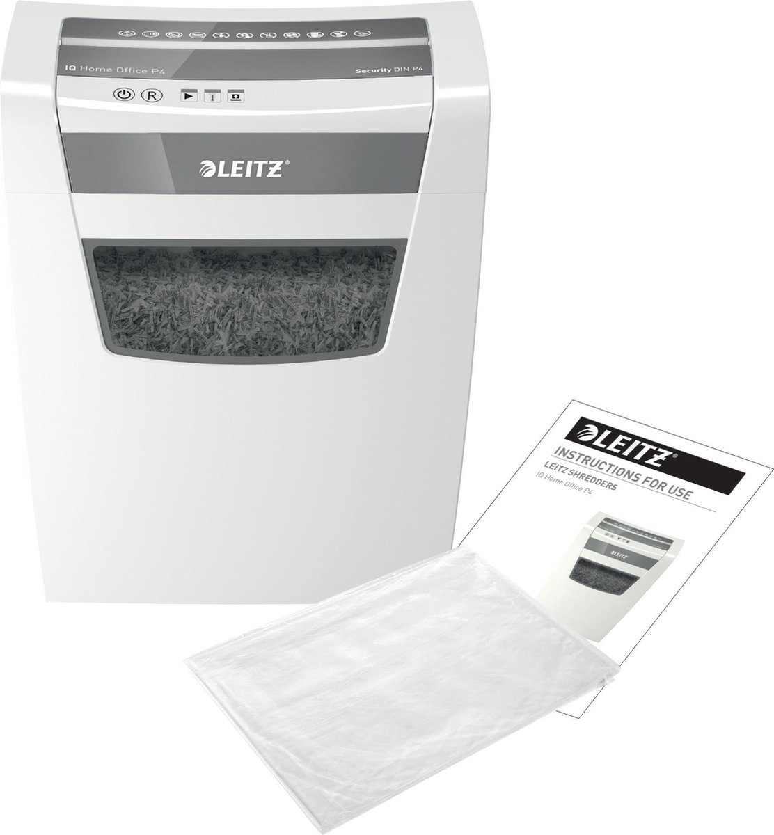 Leitz IQ Home Office Papierversnipperaar voor Thuis - P4 Snippers - Tot 10 Vel - 23L - Wit thumbnail 4