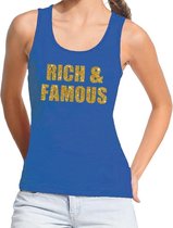 Rich and Famous gouden tekst tanktop / mouwloos shirt blauw dames - dames singlet Rich & famous S