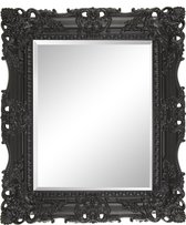 Barok Spiegel - Luxe Ornament Spiegel Mick Buitenmaat 60 x 70 cm Zwart - Wand spiegel - Schouwspiegel - Barok Badkamer spiegel - Sierspiegel - Zwarte Spiegel in brede Barok Lijst