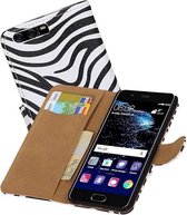 Zebra Bookstyle Wallet Case Hoesjes Geschikt voor Huawei P10 Wit