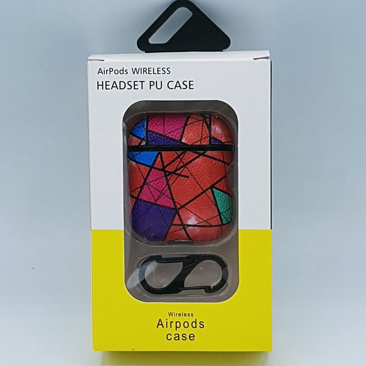 Mozaiek Kunstlederen Case Cover Hoesje Geschikt voor Apple Airpods - rood - met karabijn