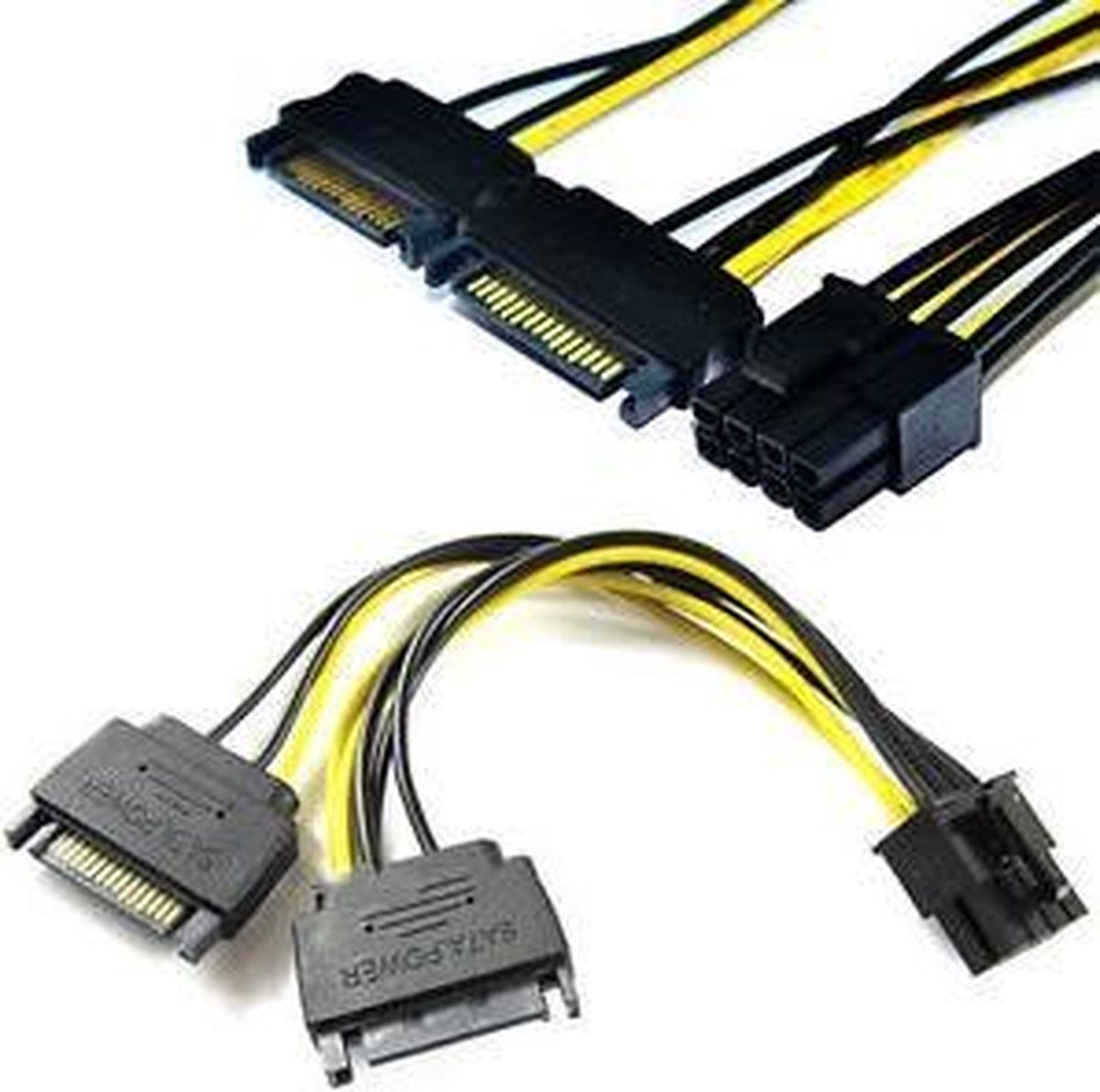 Cable Matters 2-pack SATA naar 6 2-pins voedingskabel - 7 inch, SATA naar 8-pins PCIe/6-pins PCIe-voedingskabel