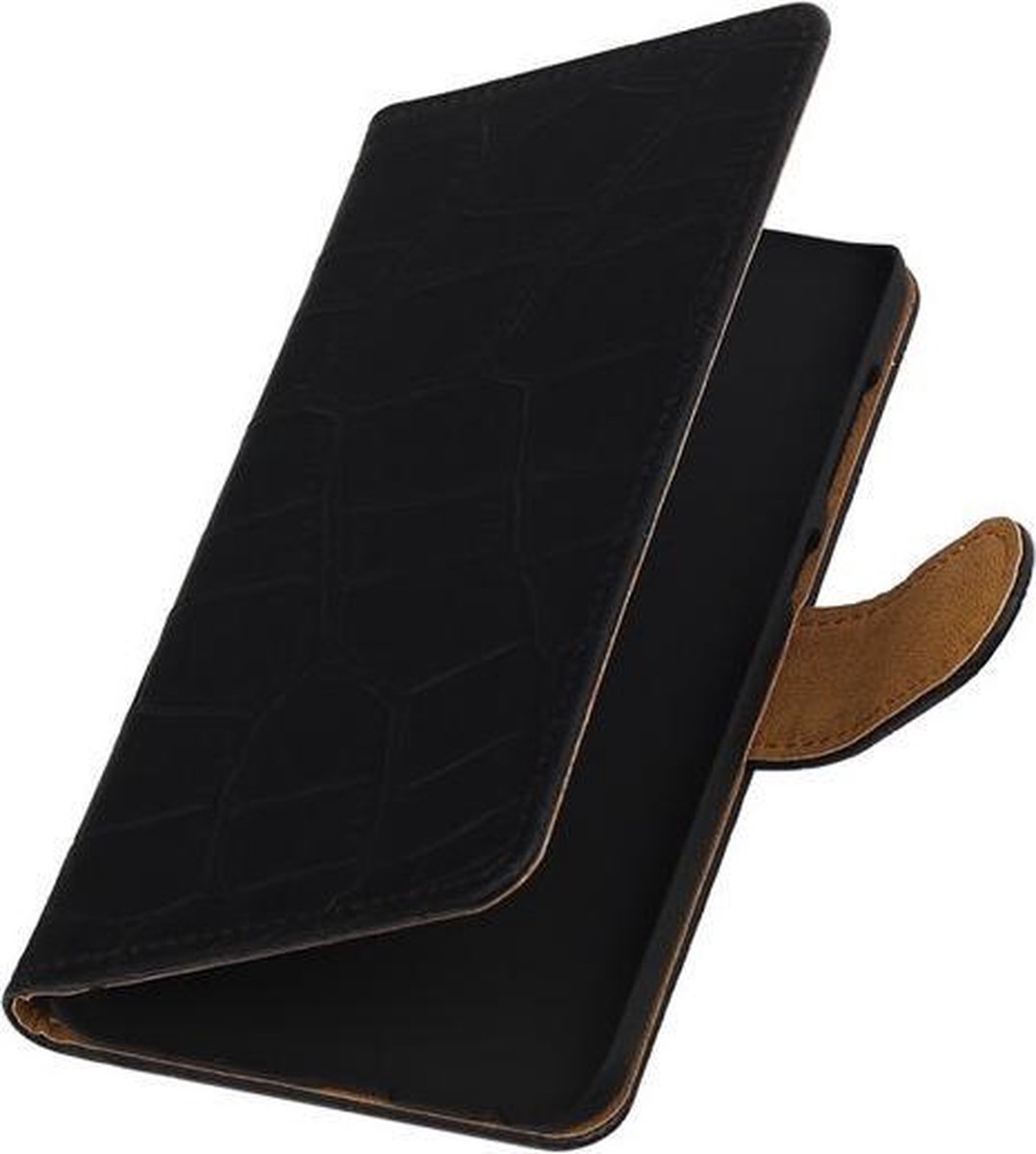 HTC One E9 Hoesje Booktype Krokodil Zwart