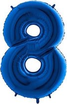 Folieballon cijfer 8 blauw (100cm)