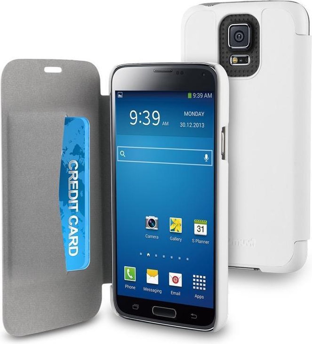 Muvit - Easy Folio Card booktype hoes - Samsung Galaxy S5 (Plus) - wit