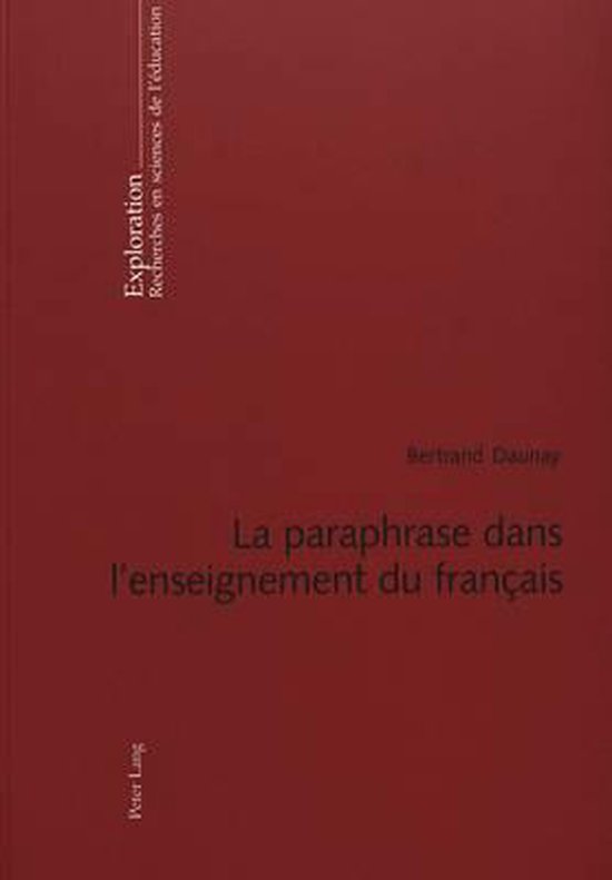 La Paraphrase Dans l'Enseignement Du Fran ais