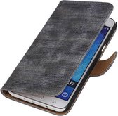 Mobieletelefoonhoesje.nl - Hagedis Bookstyle Hoesje voor Samsung Galaxy J7 Grijs