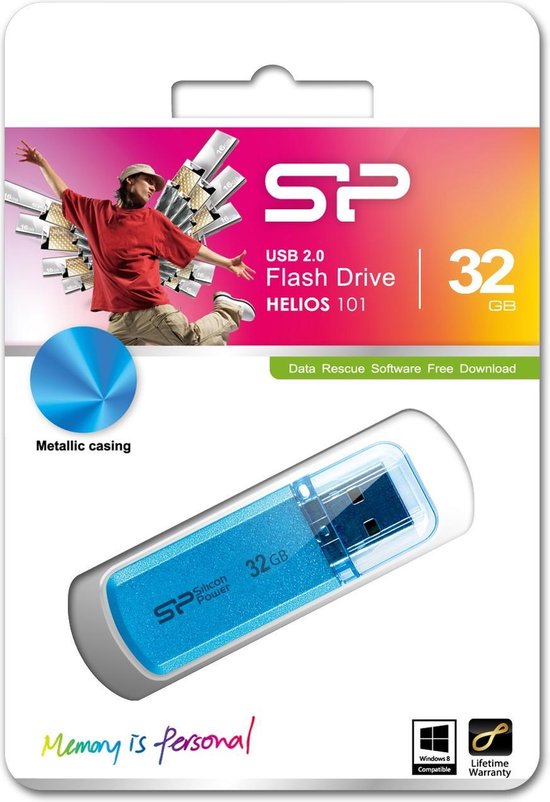 Silicon Power Helios 101, 32 Go, USB Type-A, 2.0, Casquette, 10 g, Bleu