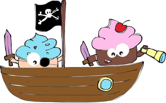 Piratenpakket - kinderfeestje: 8 Piraten uitnodigingen, 8 Piraten diploma's & 8 Piraten kleurplaten
