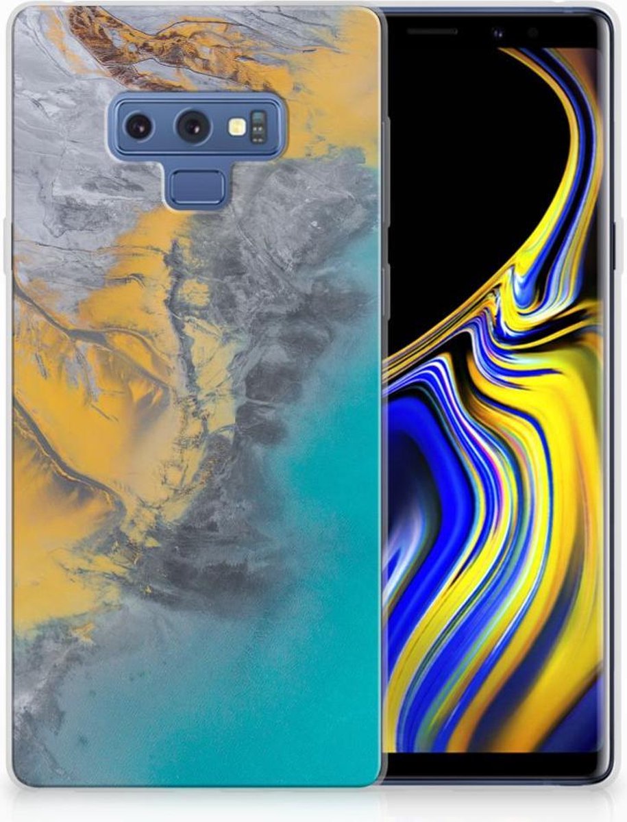 Back Cover voor Samsung Galaxy Note 9 TPU Siliconen Hoesje Marble Blue Gold