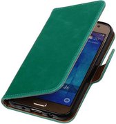 Zakelijke Book Case Telefoonhoesje Geschikt voor de Samsung Galaxy J5 J500F - Portemonnee Hoesje - Pasjeshouder Wallet Case - Groen
