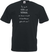 Mijncadeautje Unisex T-shirt zwart (maat M) Pas op ik kook niet normaal