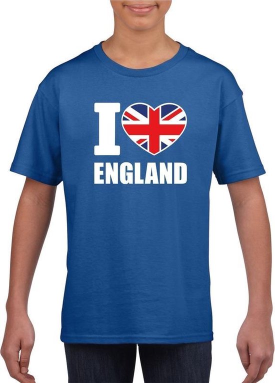 Blauw I love Engeland fan shirt kinderen 110/116