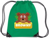 Browny de Beer rijgkoord rugtas / gymtas - groen - 11 liter - voor kinderen