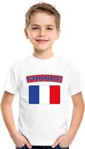 T-shirt met Franse vlag wit kinderen XS (110-116)