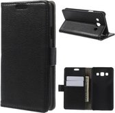 Litchi Cover wallet case hoesje Huawei Ascend Y540 zwart