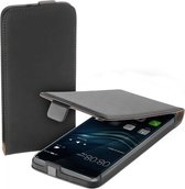 Zwart eco lederen flip case voor Huawei P9 case Telefoonhoesje