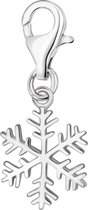 Quiges – 925 - Zilver – Charm - Bedel - Hanger - 3D Winter Sneeuwvlok - met – sterling - zilver - karabijnslot - geschikt - voor - Zinzi, Thomas – Sabo - Ti Sento - Bedelarmband HC166