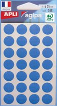 76x Agipa ronde etiketten in etui diameter 15mm, blauw, 168 stuks, 28 per blad