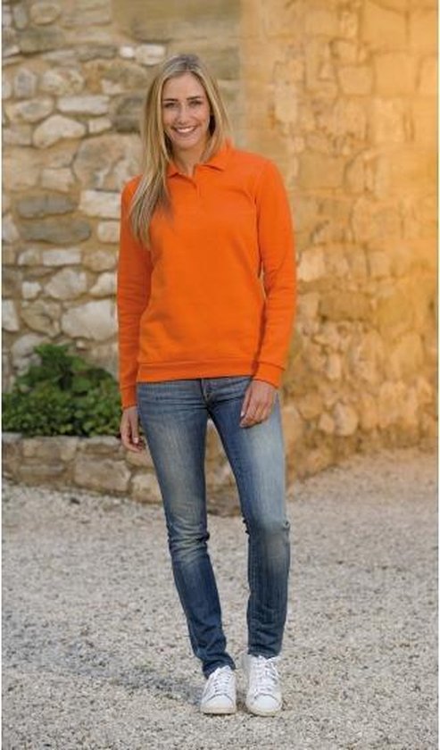 kleur transactie bedriegen Oranje dames sweater met polo kraag XL | bol.com