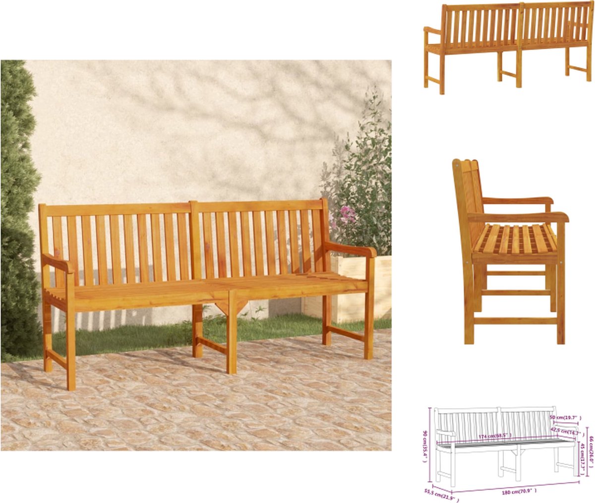vidaXL Klassieke Tuinbank - Hout - 180 x 55.5 x 90 cm - Massief Acaciahout - Weerbestendig - Tuinbank