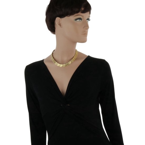 Behave Set - collier - boucles d'oreilles clips - clips d'oreilles - couleur or - lien - femme - métal - 40 cm