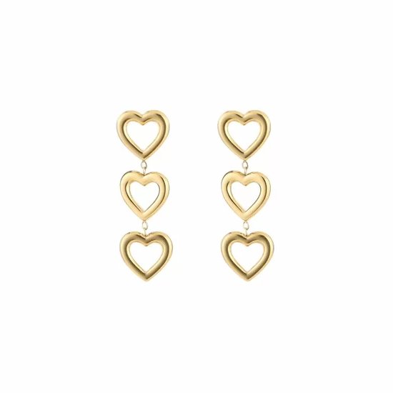 Oorbel hearts in a row- 3 hartjes - goud